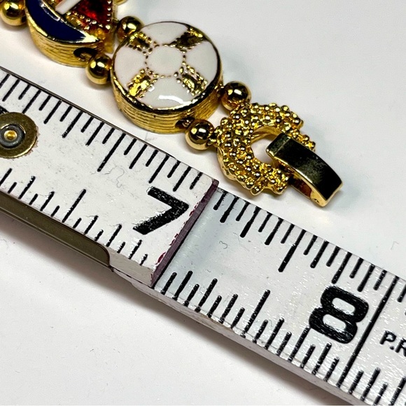 S.P. VTG Enamel Golden Nautical Slide Bracelet 7.25" - Picture 7 of 8